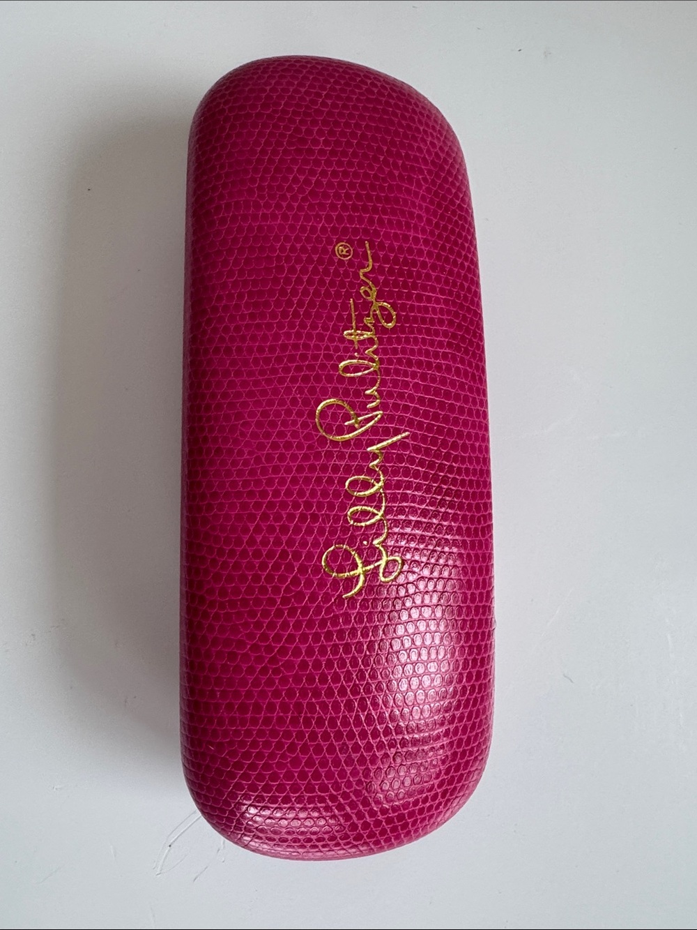 Lilly Pulitzer Hot Pink Snake Embossed Hard Glasses Case